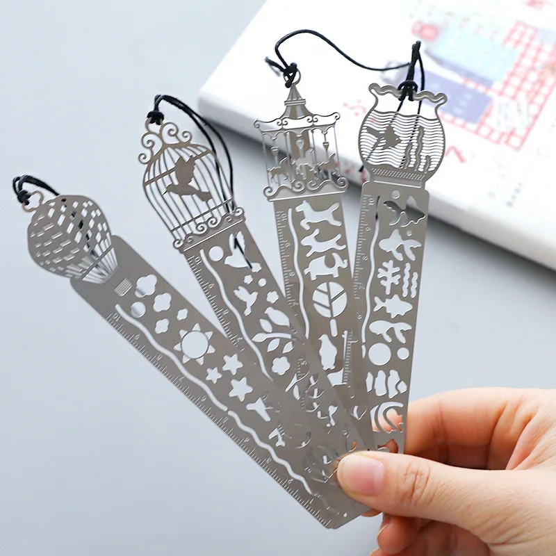 

4pcs/lot Stainless Stencils Multi Function Book Mark Journal/Notebook/Diary/Scrapbook Hollow DIY School Stationery