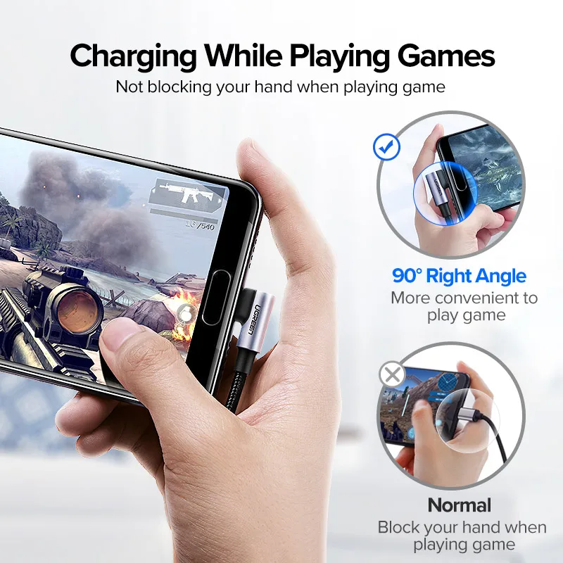 Ugreen USB C кабель для Samsung S9 S10 Plus Quick Charge 3 0 Прямоугольный Type быстрой зарядки и