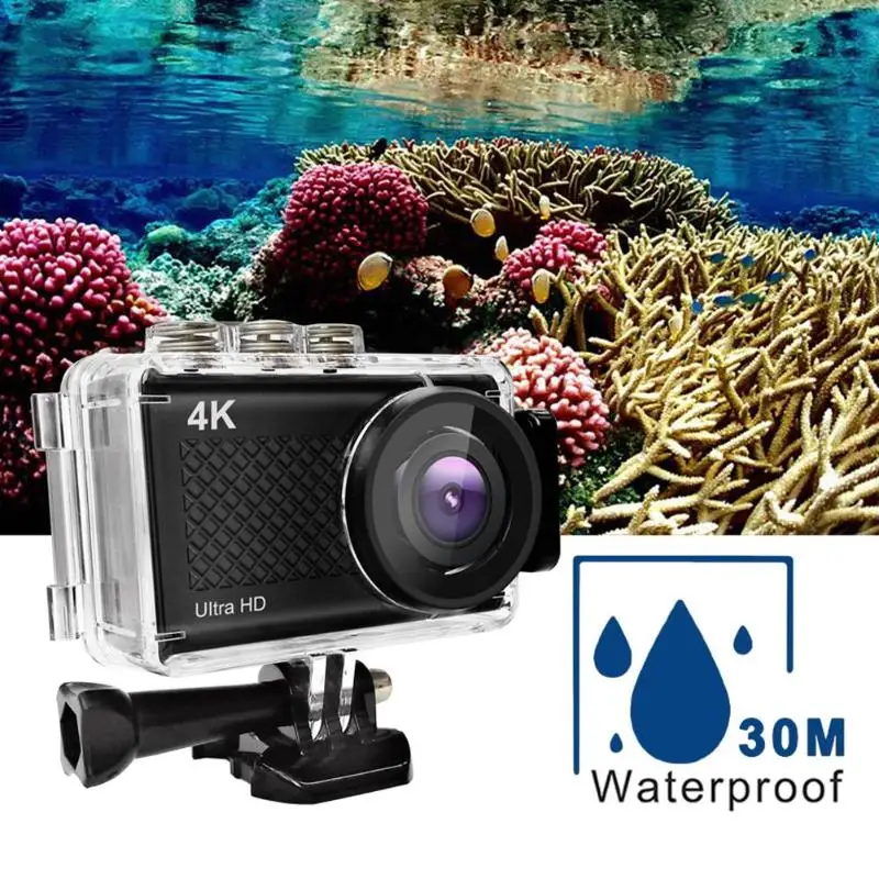 

1set Sports Camere Action Mini Camera Touch Screen Ultra HD 4K/30fps WiFi 2.35" 170D Underwater 30m Waterproof Helmet Hero Cam