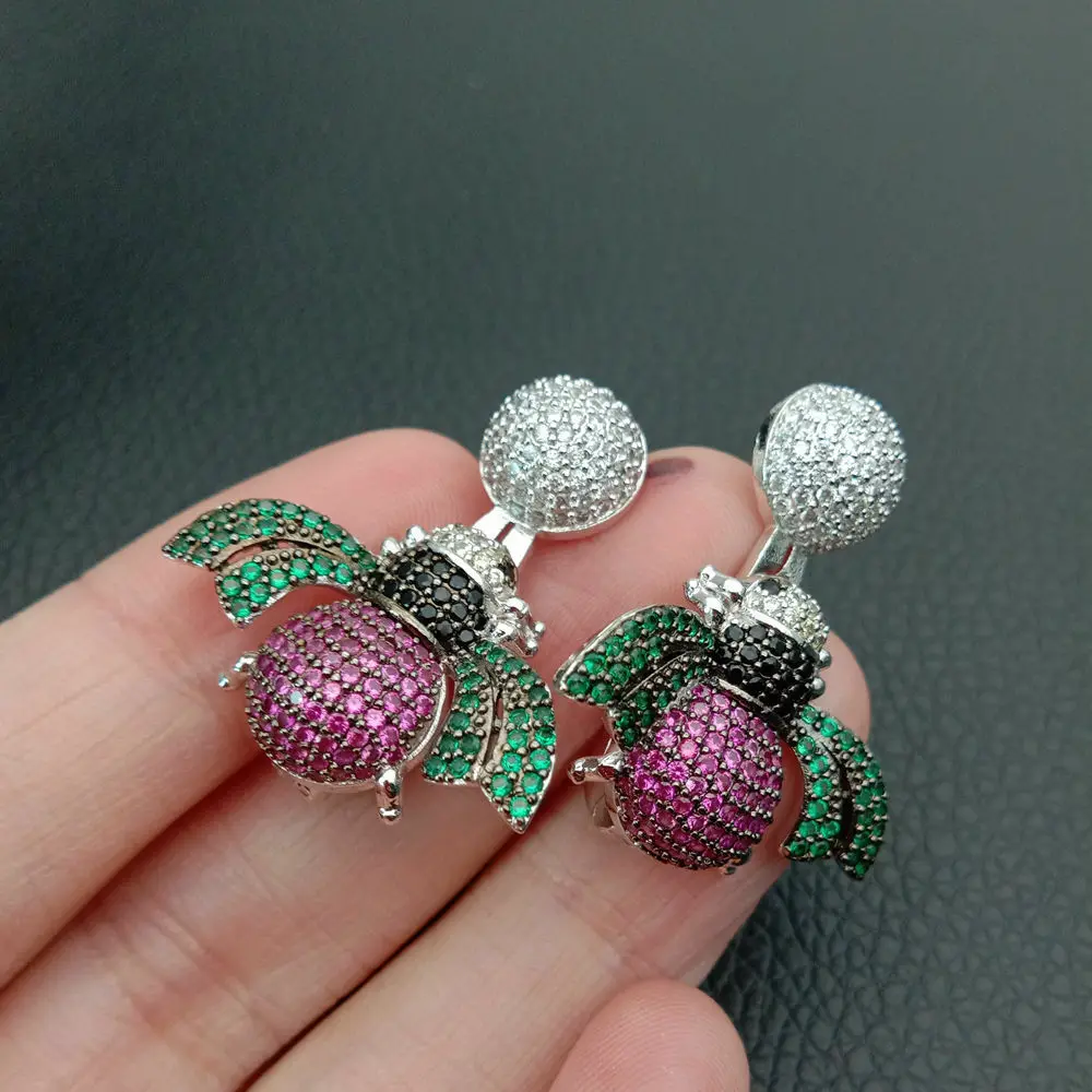 

Cubic Zircon Micro pave beetle fixed interlayer clasp clip double connector DIY Jewelry Findings