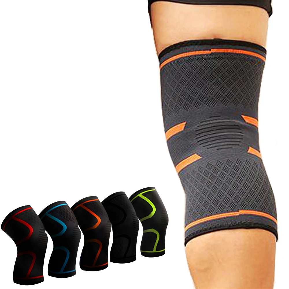 1 قطع اللياقة البدنية تشغيل الدراجات الركبة الوسادة الحمالات مطاطا النايلون الرياضة ضغط دعامة الركبة ل كرة السلة الكرة الطائرة