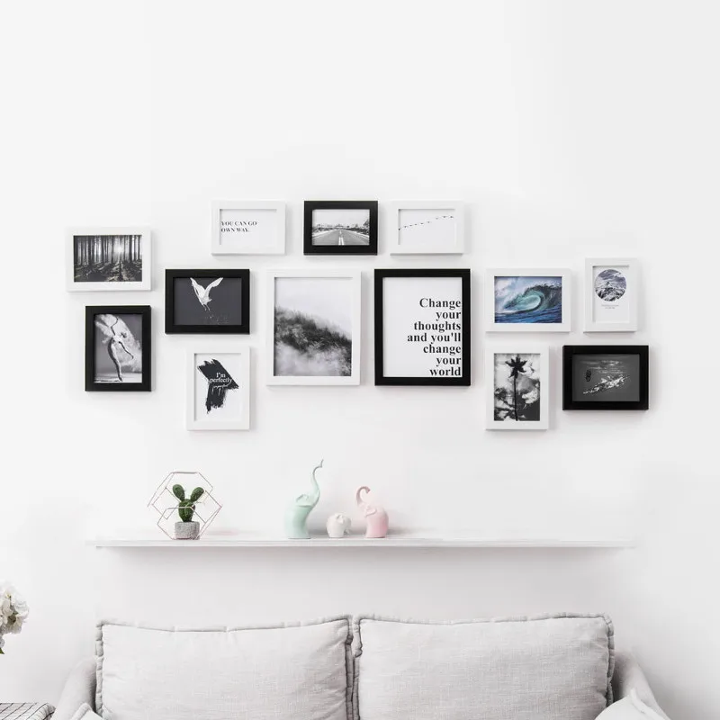 

13 Pcs/Set H7 Wall Photo Frame Family Wooden Picture Frame Desktop Picture Set Square Picture Photo Holder Home Decor