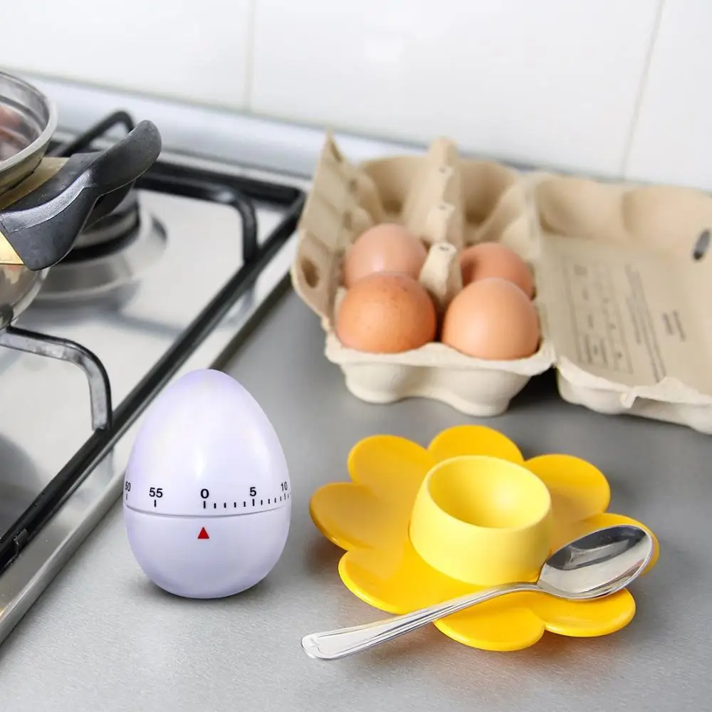 

Egg-Shape Kitchen Timer - Twist-to-Wind, Bell Alarm, Up To One Hour