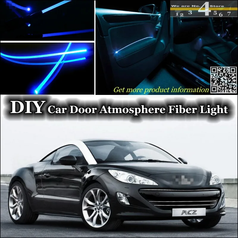 

interior Ambient Light Tuning Atmosphere Fiber Optic Band Lights For Peugeot RCZ Inside Door Panel illumination Not EL light