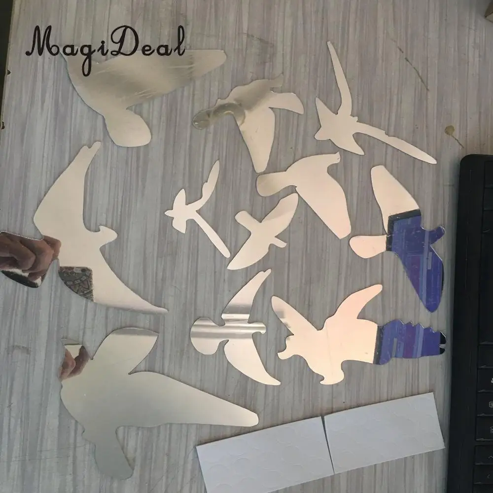 Высококачественные акриловые 3D зеркальные наклейки MagiDeal в виде птиц 11 шт.