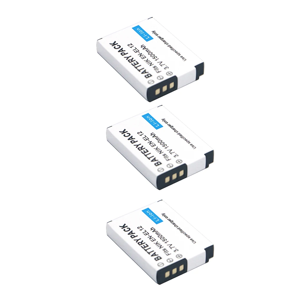 3Pcs/lot 1500mAh EN EL12 EL12 Replacement Battery For Nikon Coolpix