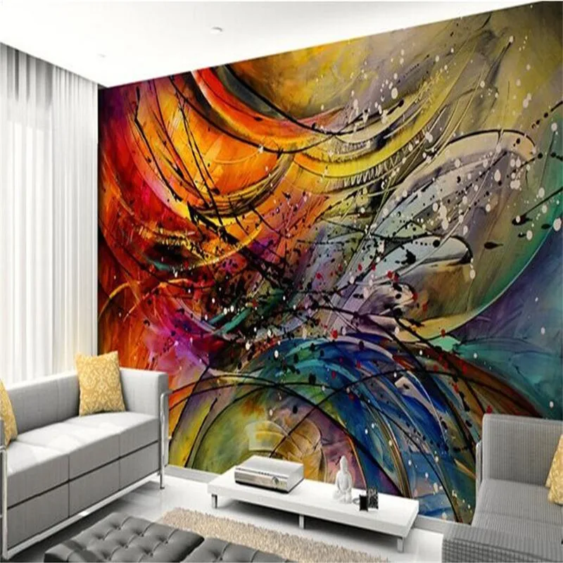 Beibehang Kustom 3d Foto Wallpaper Keren Ruang Tamu Sofa Latar Belakang Garis Abstrak