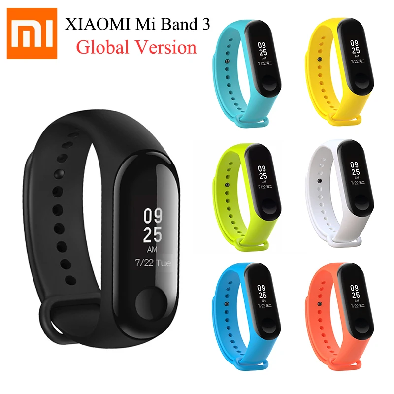 

In stock Original Xiaomi mi band 3 Global Version, miband 3 instant message caller ID waterproof Weather forecast mi band 2 up
