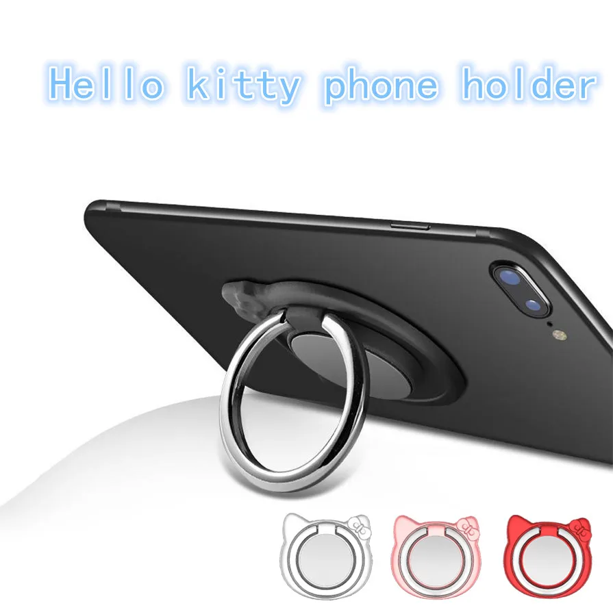 

FFFAS Cartoon Phone holder Hello kitty shape Finger Ring holder 360 Degree Rotation Universal for IPhonexs Xiaomi