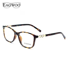 Acetate TR90 Women Female Eyeglasses Full Rim Crystal Optical Frame Prescription Plain Clear Elegant Eye Glasses 22059 Tortoise