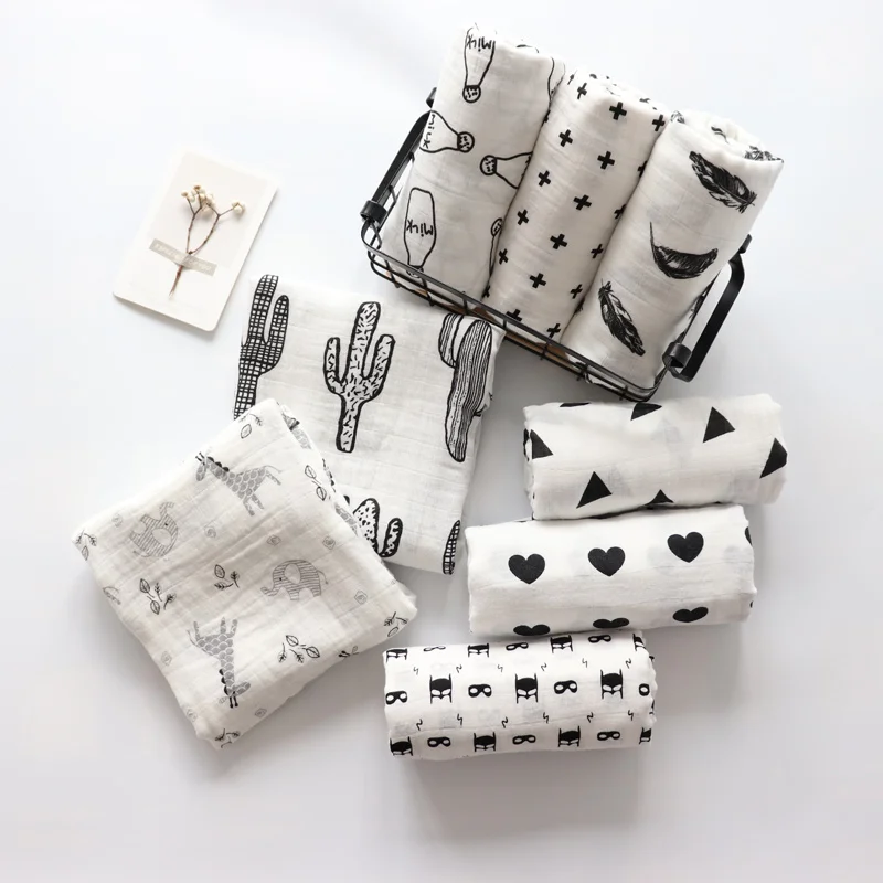 

Baby Blanket For Newborns Soft Cotton Muslin Swaddles For Infant Multi Use Bath Towel Nordic Hold Wraps Diaper Cocoon 120x120cm