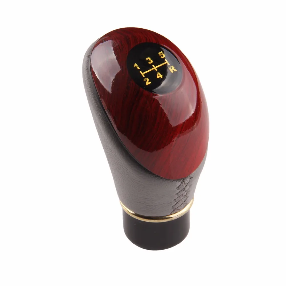 POSSBAY de imitación de madera de cuero de la PU de cambio de mando Universal coche Manual de cambio de engranaje de mando palo de fibra de carbono estilo palanca