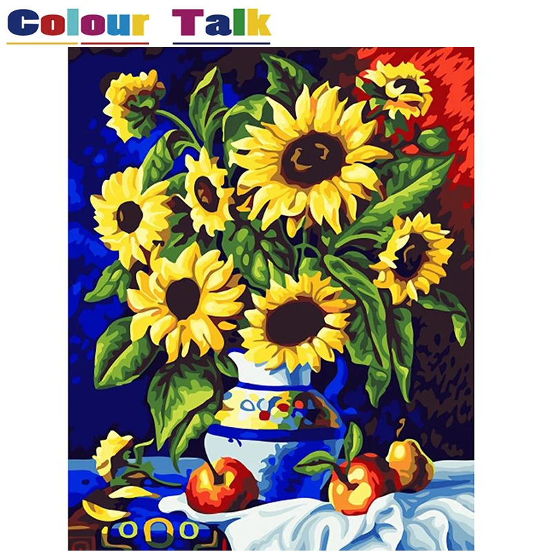 Sunflowers Painting by Numbers on Canvas Home Decor DIY Wall Art
