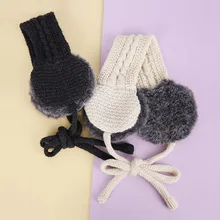 Зимние теплые наушники для женщин, акриловая шерсть, плюшевая Ушная сумка Ins, стильная модная вязаная защита ушей для девочек Q894