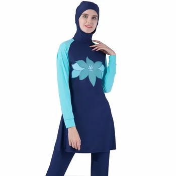 

Women Girls Muslim Female Bathing Wear Plus Size Burkinis Muslim Swimwear Women Islamic Full Cover Floral Swim Suits