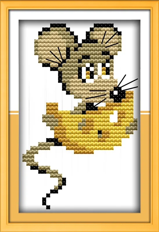 

Mice Ate Cheese DMC Cross Stitch Kits 14CT Canvas 11CT Accurate Printed Embroidery DIY Handmade Needle Work Home Decor Set Art