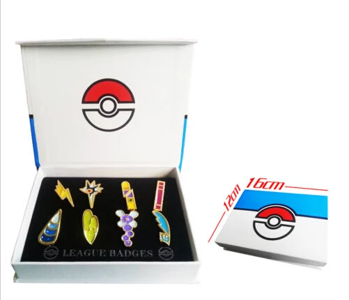 

Pokemon B/W2 Unova 8 Metal League Badge Pin Pip Gen 5 Cosplay Prop Collection Set 8*badges+Box 12*16*3cm Gift For Kids Adult