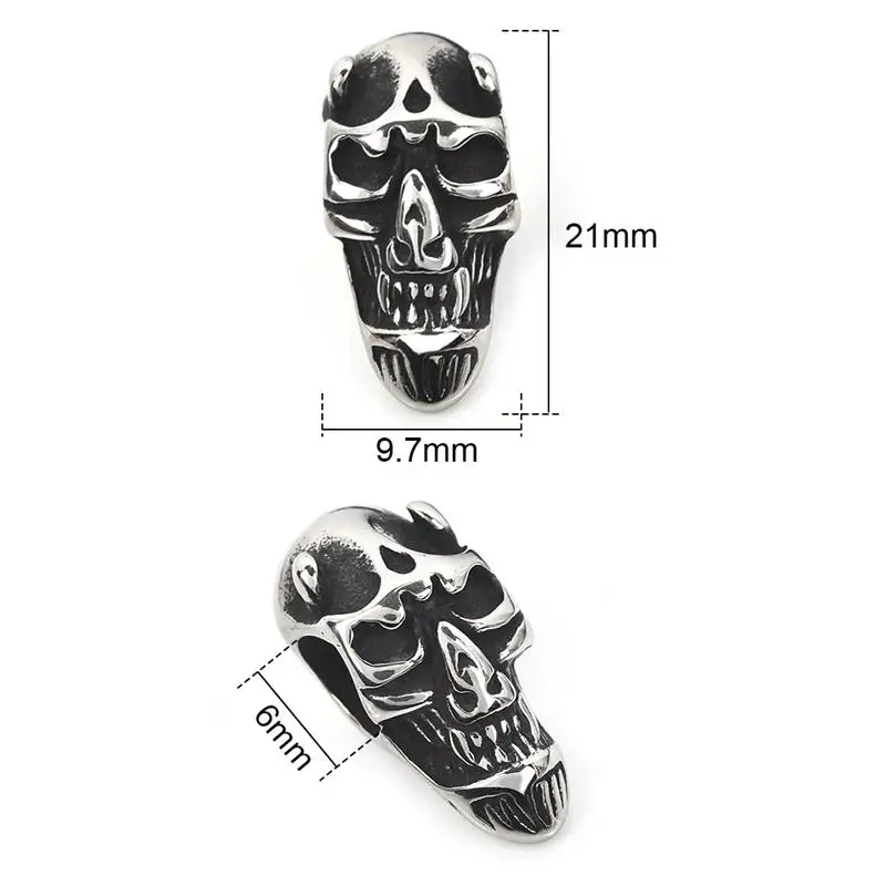Бусина из нержавеющей стали с большим отверстием 8 мм Металлические бусины в виде черепа чернеют для DIY браслета, ожерелья, мужских ювелирных изделий, аксессуары - Цвет: 13