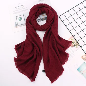 

New American pure-color braided fringed scarf in autumn and winter,Women's wide-banded cashmere-like double-purpose thick shawl