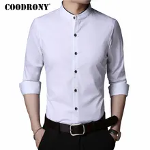 COODRONY, хлопковая рубашка, Мужская одежда, осень, мужские повседневные рубашки с длинным рукавом, Camisa Masculina, воротник-стойка, Chemise Homme 8720