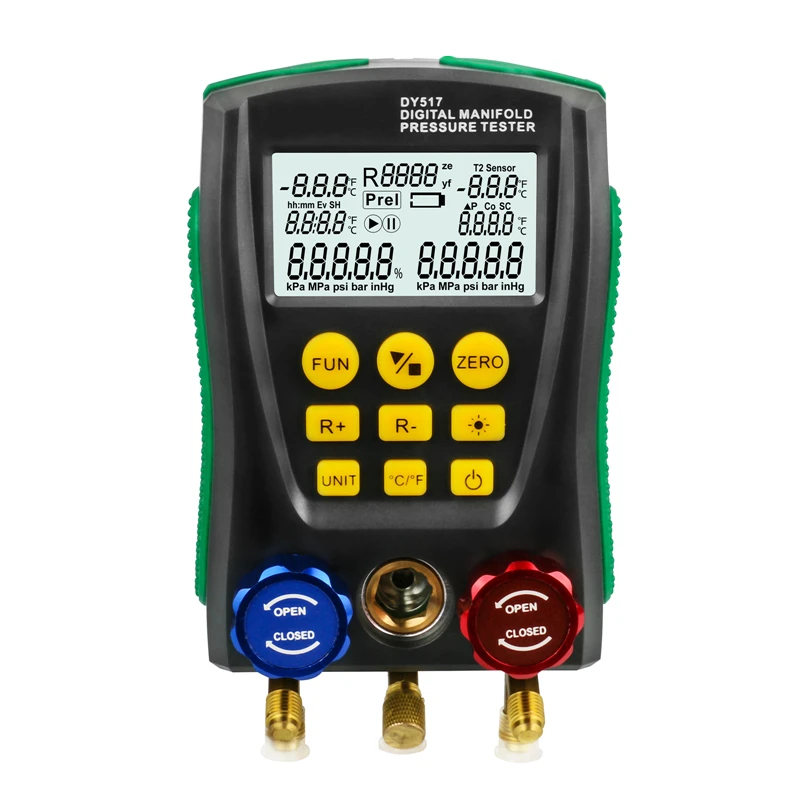 

DY517 Refrigeration Gauge Manifold Digital Meter HVAC Vacuum Pressure Temperature Tester Leakage Test Tool Electronic Instrument