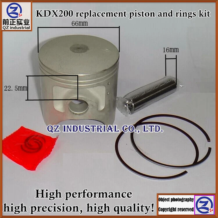 

Free shipping new and good quality for KAWASAKI KDX200 replacement piston and rings kit