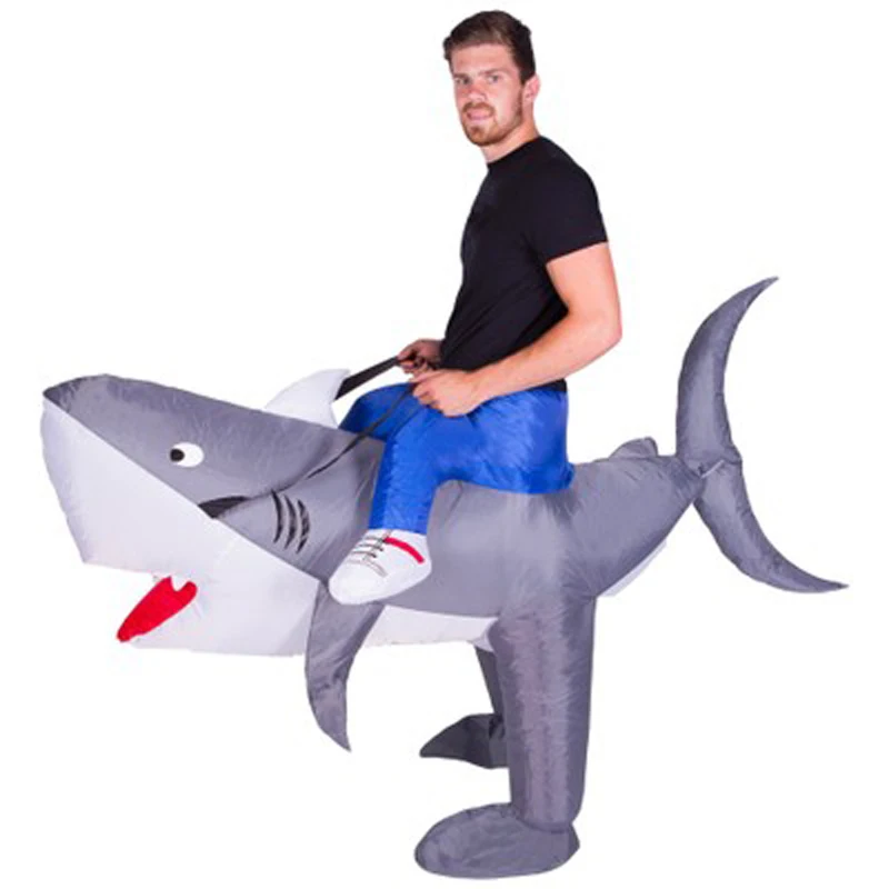 Shark Inflatable Costumes for Adult Ride on Horse Toy Cosplay Suits Animal Fancy Dress Halloween Carnival Party Airblown Outfit