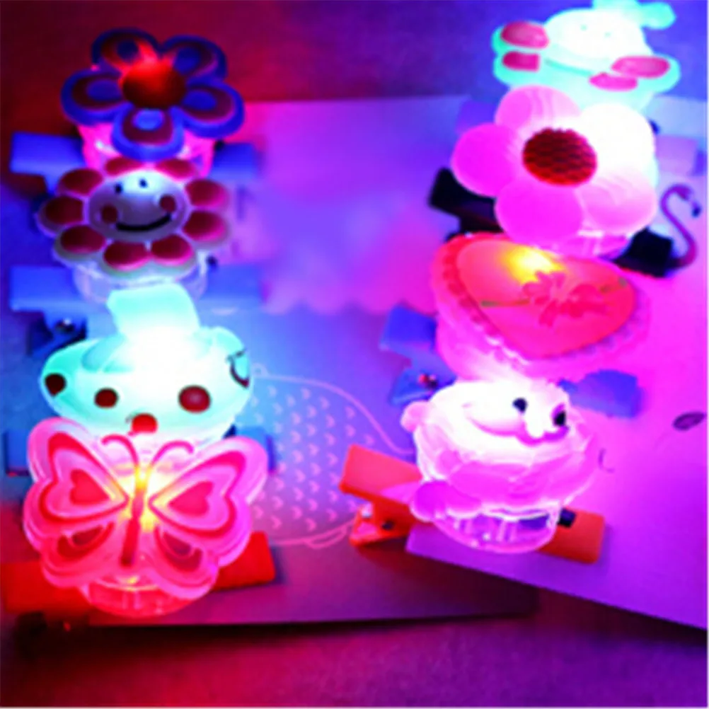 3pcs Camping Emergency Glowing In The Dark Toys Cartoon Glowing Hair Clip Soft Flash Tail Hairpin Glow Sticks Light Stick Party