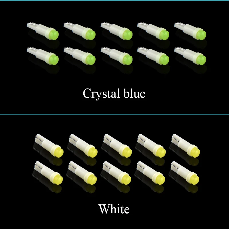NAO 10 шт. T5 Светодиодная лампа для приборной панели COB SMD W1.2W W3W лампа автомобильный внутренний измерительный прибор 12 в 6000 К белый зеленый красный синий желтый