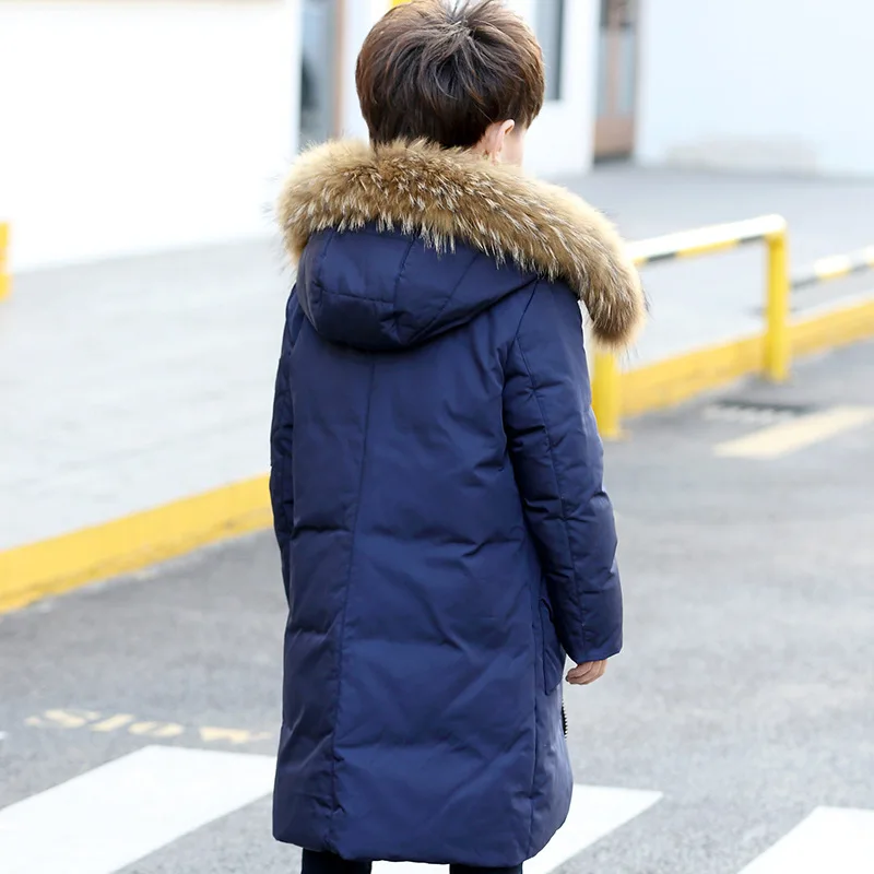 

2019 New Children Winter Duck Down Boys Thickening Warm Down Jackets Boys long Big Fur Hooded Outerwear Coats Kids Down Jacket