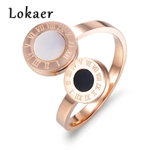 Lokaer, классические винтажные кольца, высокое качество, римский алфавит 316L, нержавеющая сталь, обручальные кольца для женщин, розовое золото, цвет, ювелирные изделия