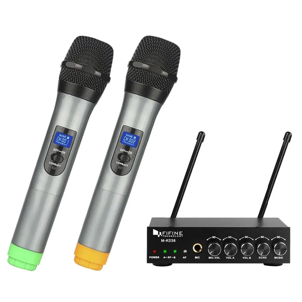 Двухканальная микрофонная система Fifine UHF с двумя беспроводными ручными