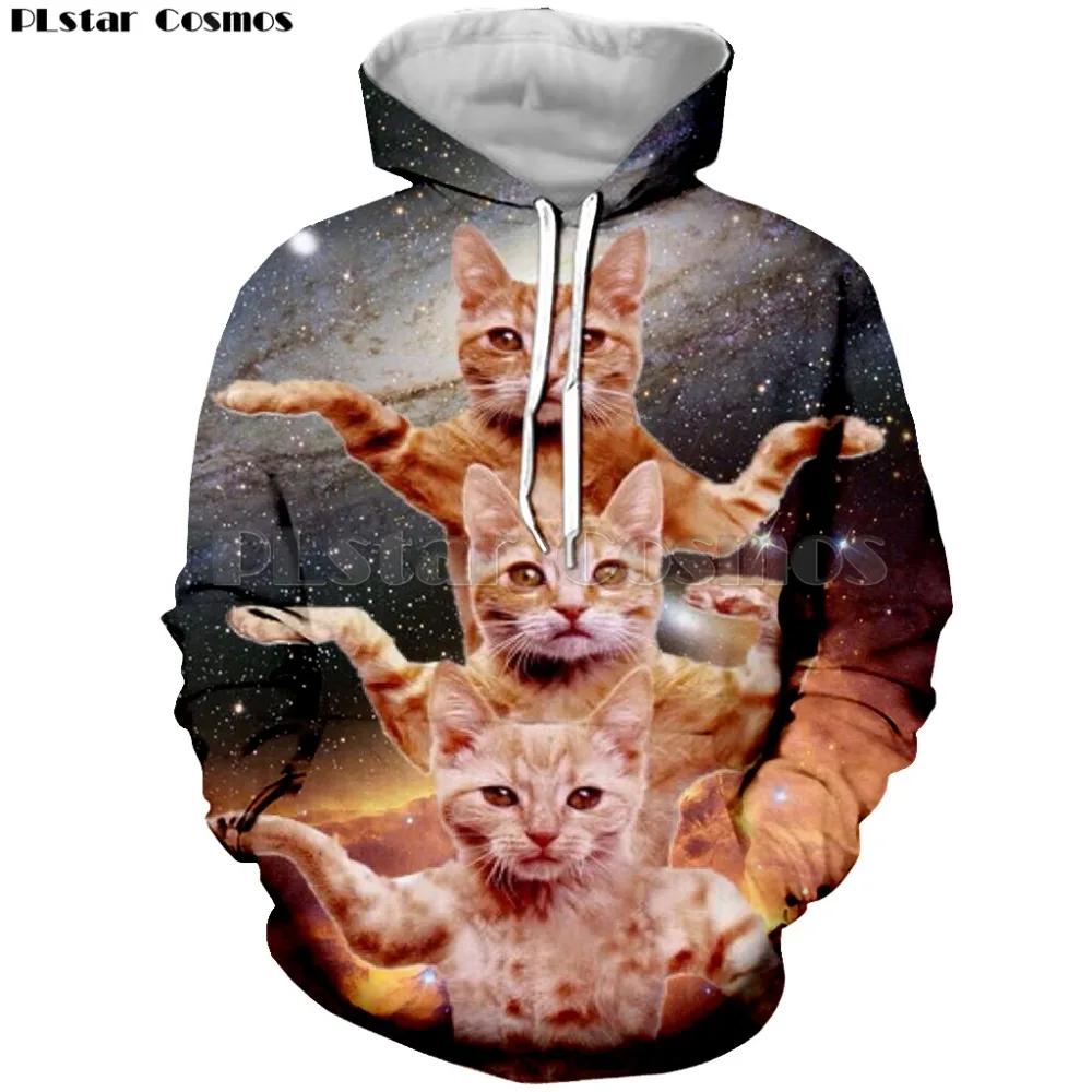 PLstar Cosmos 2019 New Womens Funny Animal Printed Clothes Streetwear Galaxy Space Cat 3D Hoodie Women Autumn Hoodies Sweatshirt