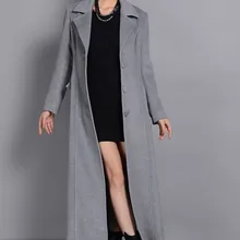 X-длиной 124-132 см Мода, регулируемый пояс кашемировая шерсть зимняя куртка женская ветровка женщин отложной воротник пальто