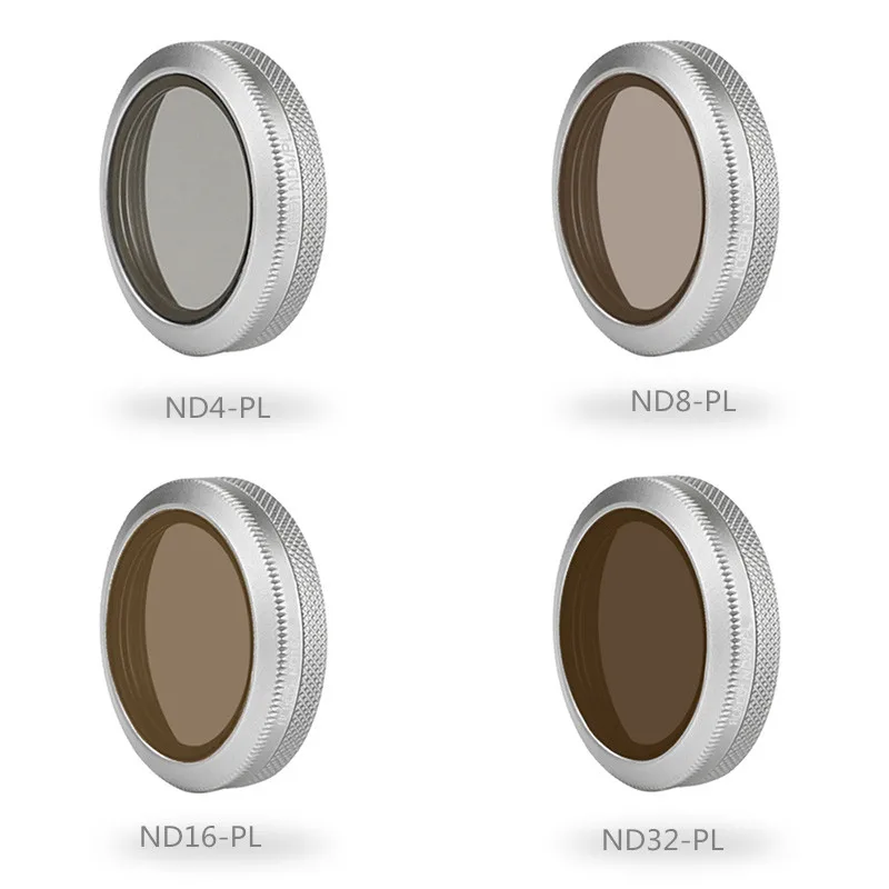 4 pcs set Drone Filters ND-PL  ND 4 & ND8 & ND16 & ND32 Adjust Neutral Density HD Filter For DJI Mavic 2 zoom Drone  Silver 1 (3)