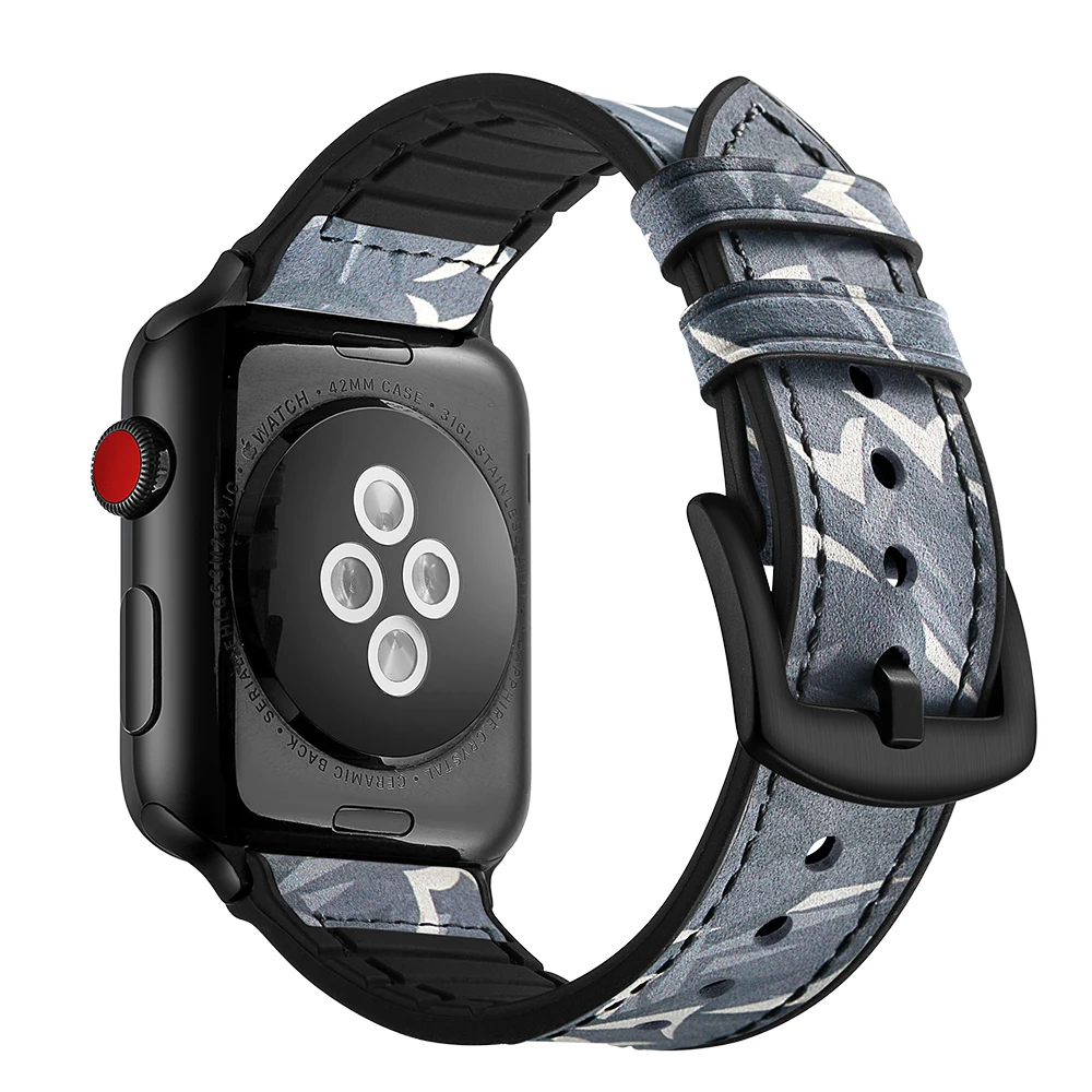 

BEAFIRY Genuine Leather Strap For Apple Watch 4 Band 40mm 44mm Silicone iwatch Series 4/3/2/1 38mm 42mm Quick Release Watchbands