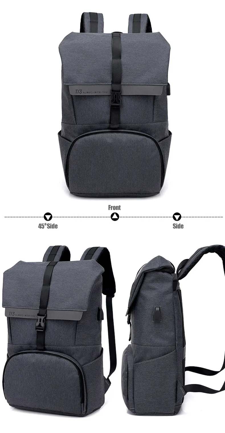 Мужской рюкзак с внешним USB зарядным устройством, винтажная Противоугонная сумка для ноутбука, большие школьные сумки, мужские новые модные дорожные рюкзаки BlackXA276WC
