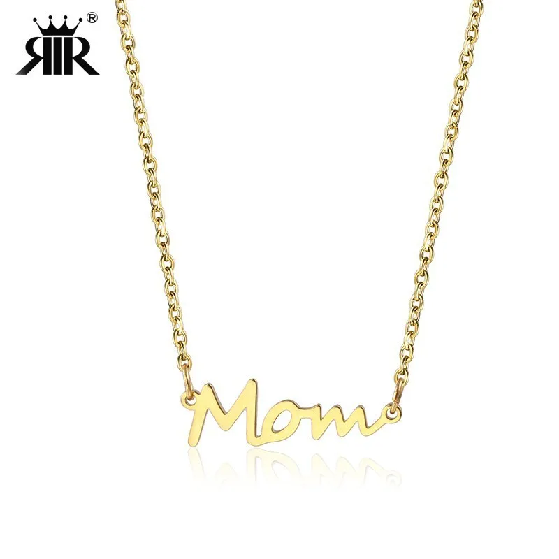 RIR ожерелье с подвеской мама из нержавеющей стали минимальное ожерелье для мам золотой подарок на день матери