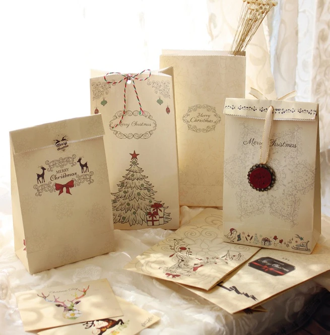 Venta al por mayor 22x12x6cm bolsa papel kraft Feliz Navidad, bolsas de regalo, fiesta, Lolly, favor, boda, paquete mezcla 200 unids/lote|bag f|bag bagwedding wedding - AliExpress