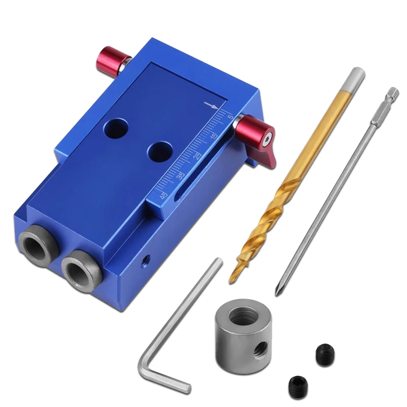 

Woodworking Puncher Drill Bits Set Portable Pocket Slant Hole Jig Aluminum Alloy Oblique Hole Wood Drilling Home DIY Step Drill