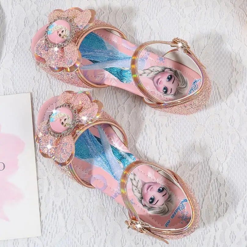 

New Princess Children Flat Sandals Kids Girls Fashion Princess Spring Cute Elsa Sandals Chaussure Enfants Flat Party Elsa Shoes