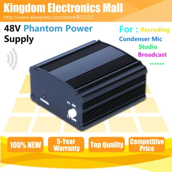 

Free Shipping Top Quality 48 V Phantom Power Supply For Wired Dynamic Computer Mic Broadcasting Recording Condenser Microphone