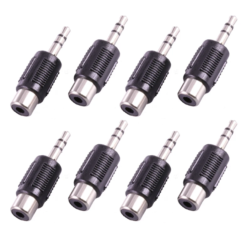 10Pcs RCA Female Connector to 3.5mm Stereo Male Plug Adapter Black Plastic Audio Speaker Nickle Plated | Обустройство дома