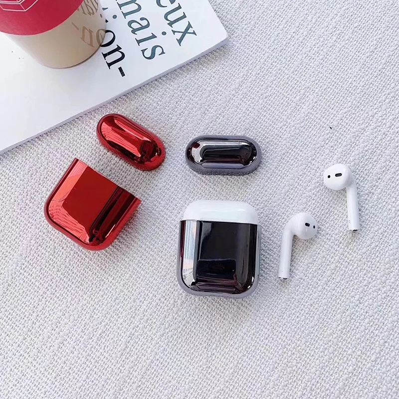 Жесткий чехол для Apple AirPods 1 2 с золотым блеском и чехлом зарядки наушников
