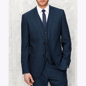 

Navy Blue Slim Fit Groom man dress Tuxedo wedding suits For Men 2017 Design mens suit Blazer 3 pieces terno smoking masculino