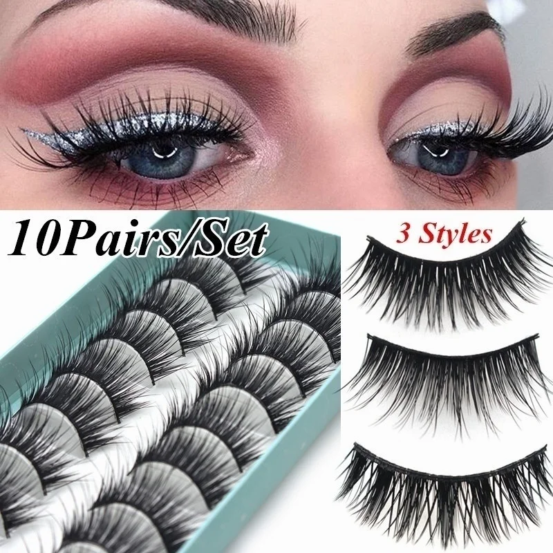 

10 Pairs/set 3d Mink Lashes Eyelash Extension Mink Eyelashes for Beauty Makeup Natural False Eyelashes Fake Lashes Long Makeup