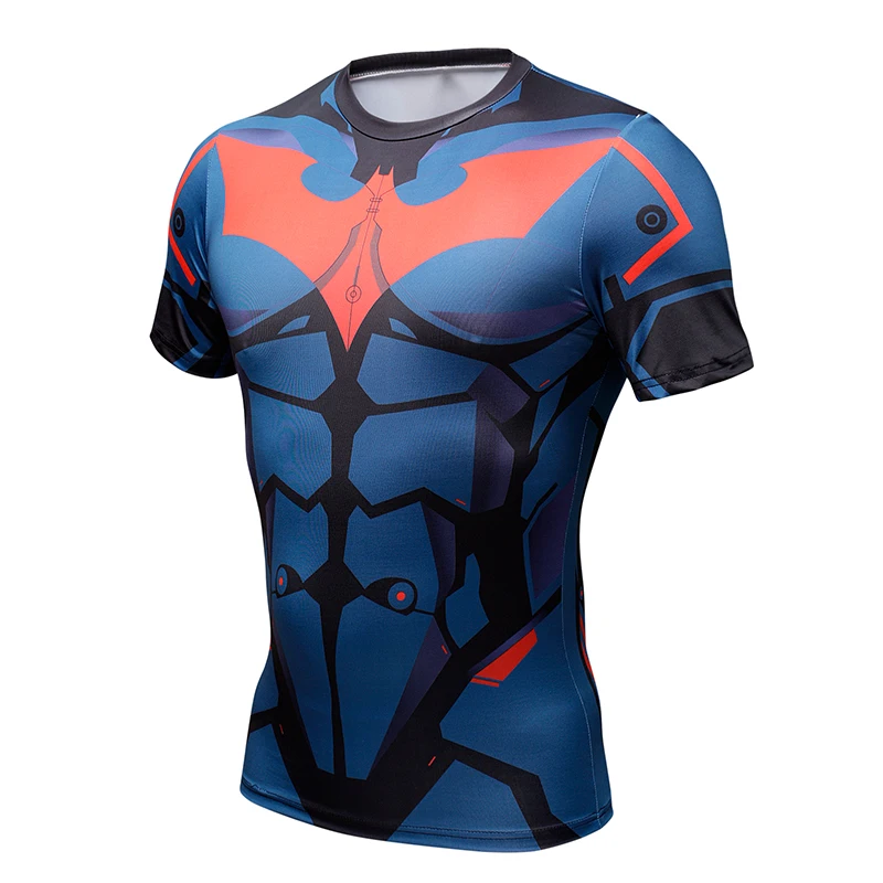 

New Fitness Compression short sleeves Men Anime Superhero Batman Superman Iron Man 3D T Shirt Bodybuilding t shirt