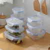 Creative Glass Lunch Box Round Rectangle Transparent Blue Food Container Travel Portable Adults Kid Lunchbox Microwaveable 1pcs ► Photo 1/6