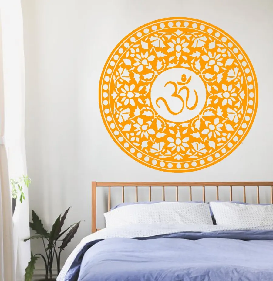 Bohemian Mandala Flower Wall Decal Om Sign Symbol Livingroom Bedroom Interior DIY Wall Stickers Houseware Self Art Mural SYY705
