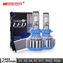 WENCHANG T1 Turbo LEVOU H4 Carro LEVOU Lâmpada Do Farol H7 H1 H3 H11 9005 9006 Lâmpada Auto Farol Hi/Lo Feixe 6000 K 12 V SMD Chip 3000LM